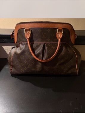 Louis Vuitton Brown Monogram Satchel with Tan Leather Trim